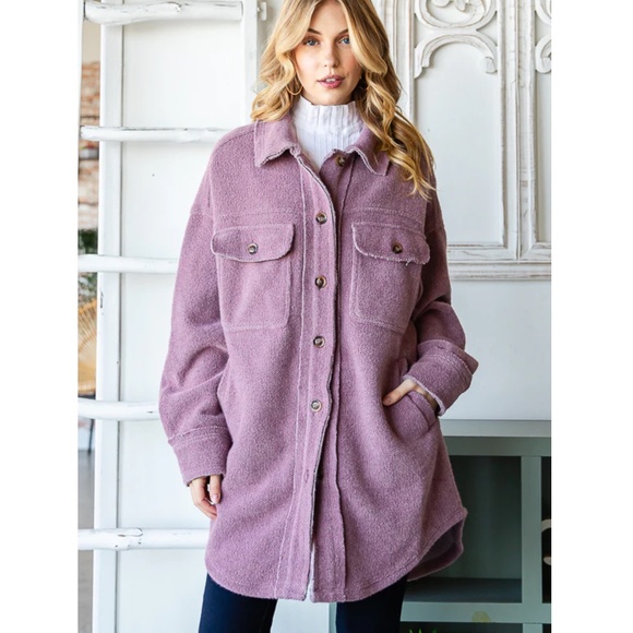 OLI & HALI “ May 2 “ Oli and Hali Long Button Down Fleece Shirt Shacket 83 - Picture 3 of 5